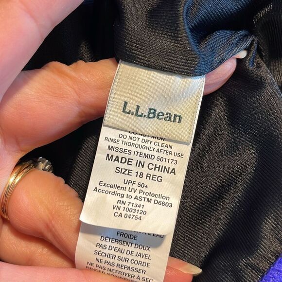 L.L. Bean Womens UPF 50+ Ruched High Waist Brief Swimwear Blue Size 18 - Picture 3 of 4